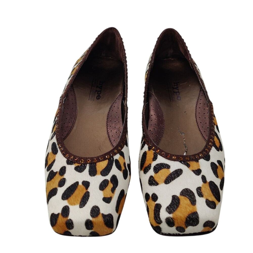 Vintage Y2K white leopard Print Rhinestone Flats Sz 9.5 - Picture 2 of 8